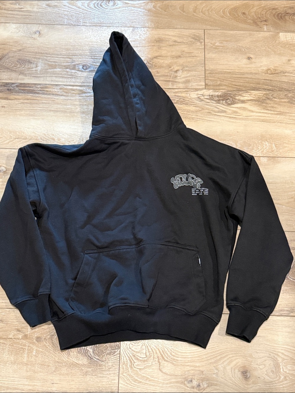Hours Brand Black Hooded Sweatshirt - Men's Casual Pullover- medium